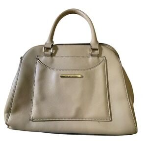 Steve Madden Satchel Dome Handbag‎ Top Handle Front Pocket Tan Purse